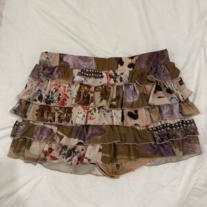 Multicolor Ruffle Mini Skirt